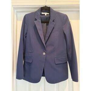 VERONICA BEARD Blue Blazer Jacket Size 10 Notch Lapel One-Button Cotton Blend